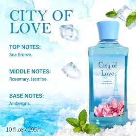 12 Scents,9.98 Oz. Unisex Shower Gel,body Wash. Large Size, Gently Cleanses And Moisturizes, Enriched With Aloe Vera And Vitamin E. Floral, Fruit (Option: City Of Love)